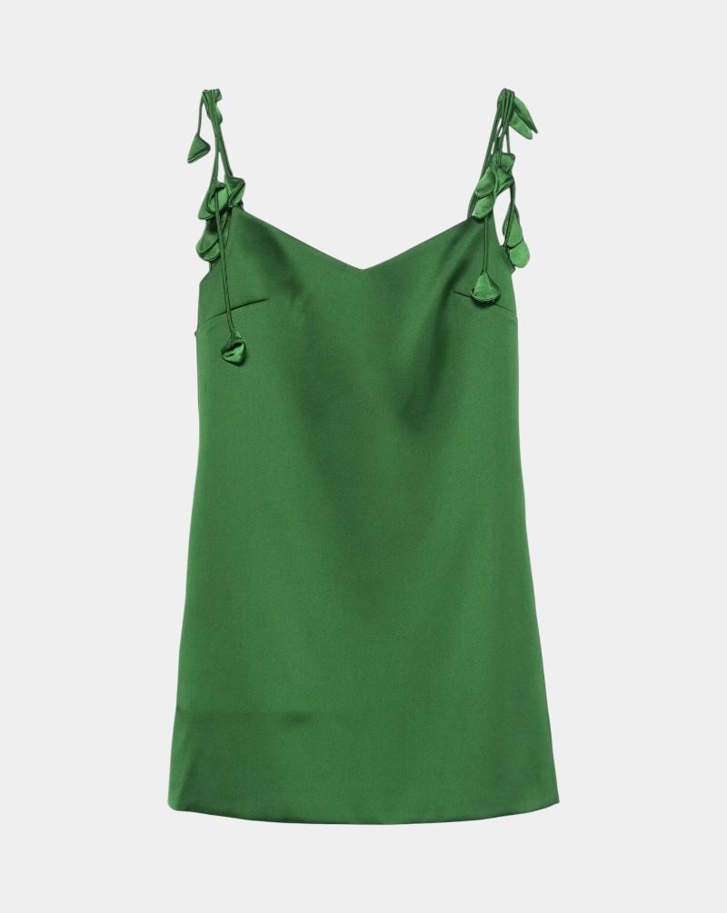 Vestido Self Portrait Satin Flower Mini Dress SS25084S GREEN SELF-PORTRAIT