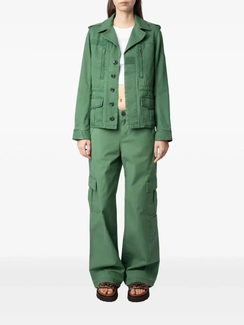 Chaqueta Zadig & Voltaire Klimi Cotton Lave Studs WWOW01677 CORIANDER 330 ZADIG & VOLTAIRE