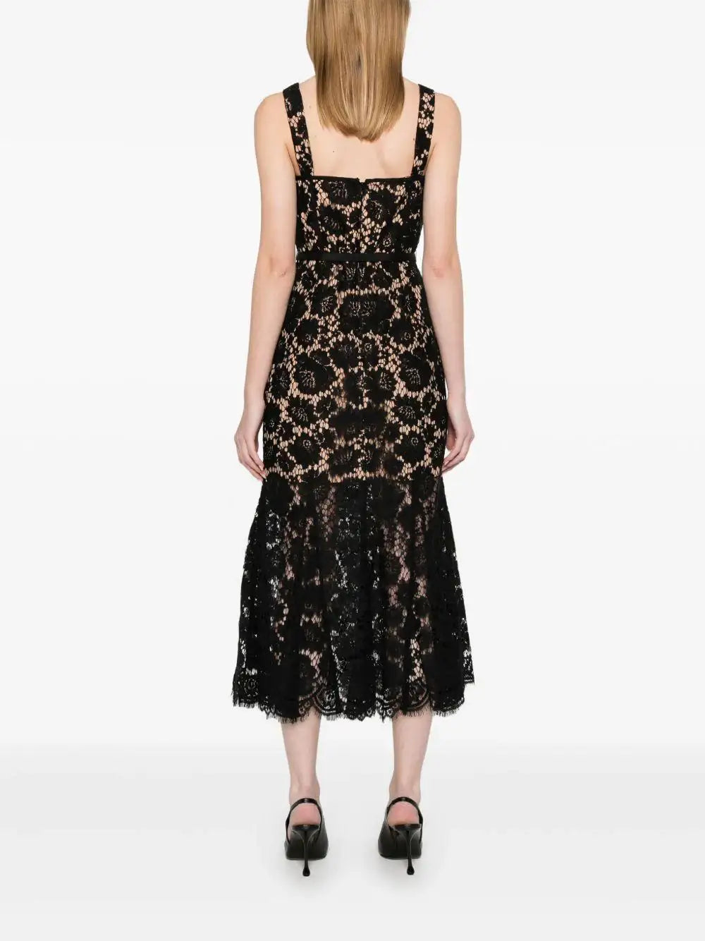 Vestido Self Portrait Fina Lace Midi Dress SS25046MA BLACK SELF-PORTRAIT