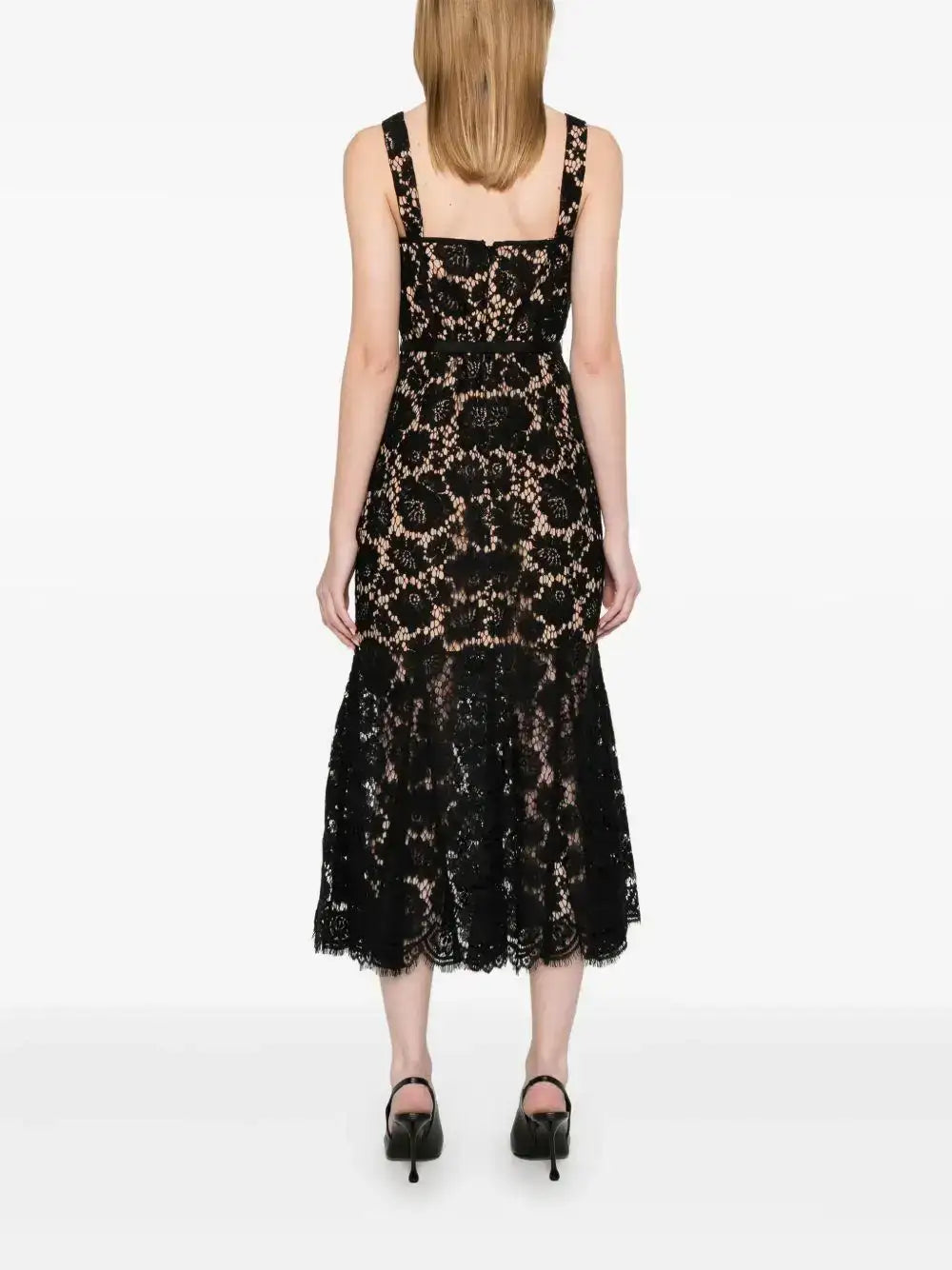 Vestido Self Portrait Fina Lace Midi Dress SS25046MA BLACK SELF-PORTRAIT