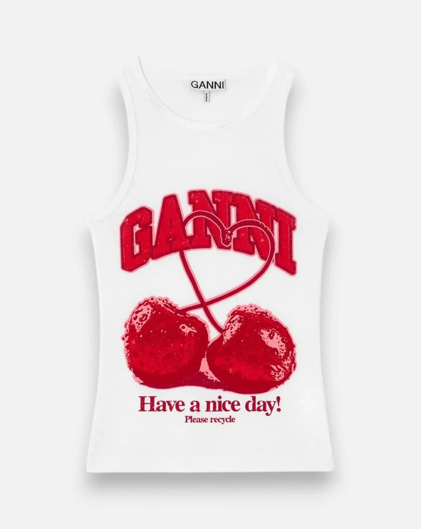 Camiseta Ganni Compact rib jersey tank cherry<BR/> A1040439 151 GANNI
