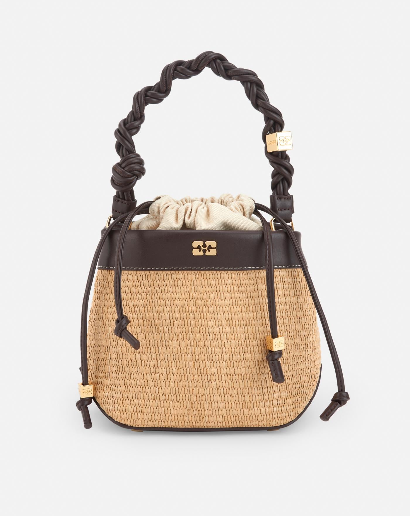 Bolso Ganni Bou Bucket Bag Raffia A6611 901 GANNI
