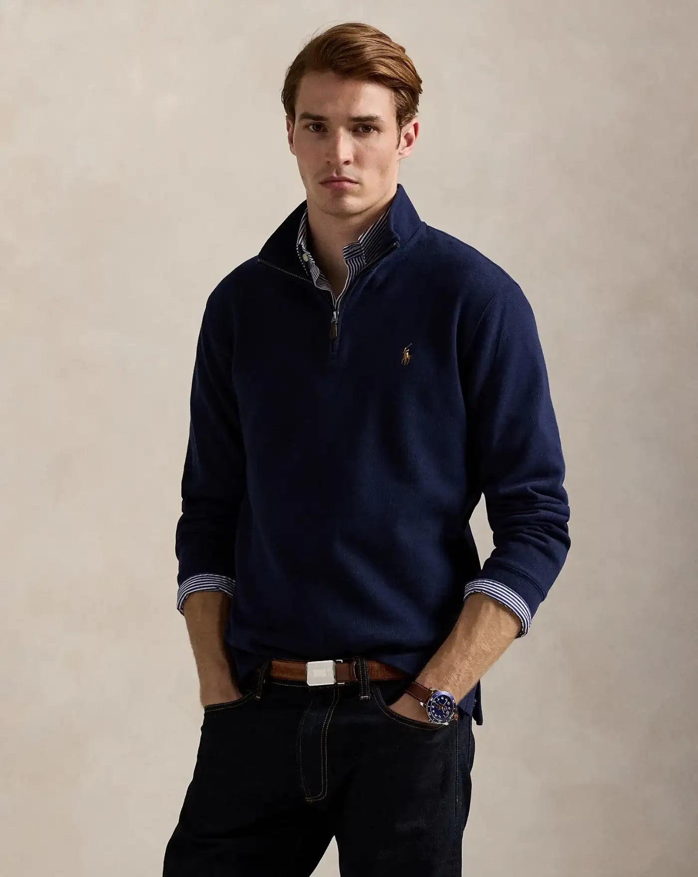 Jersey Polo Ralph Lauren Estate Rib 710671929029 CRUISE NAVY POLO RALPH LAUREN