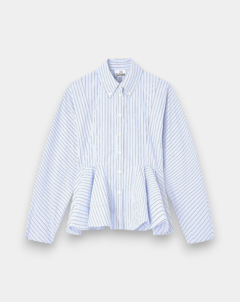 Camisa Ganni Stripe Peplum Shirt W0824 01M GANNI