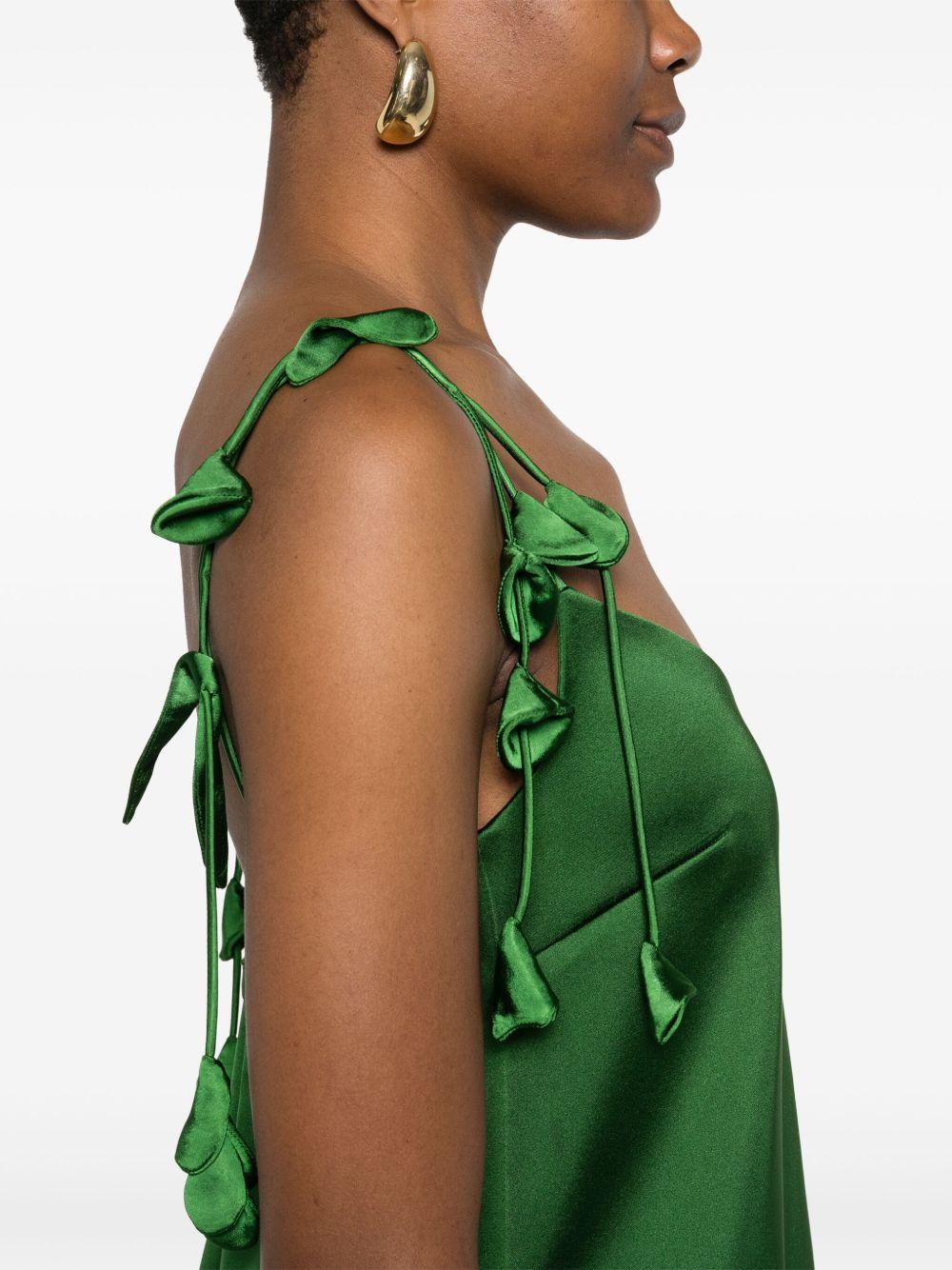 Vestido Self Portrait Satin Flower Mini Dress SS25084S GREEN SELF-PORTRAIT