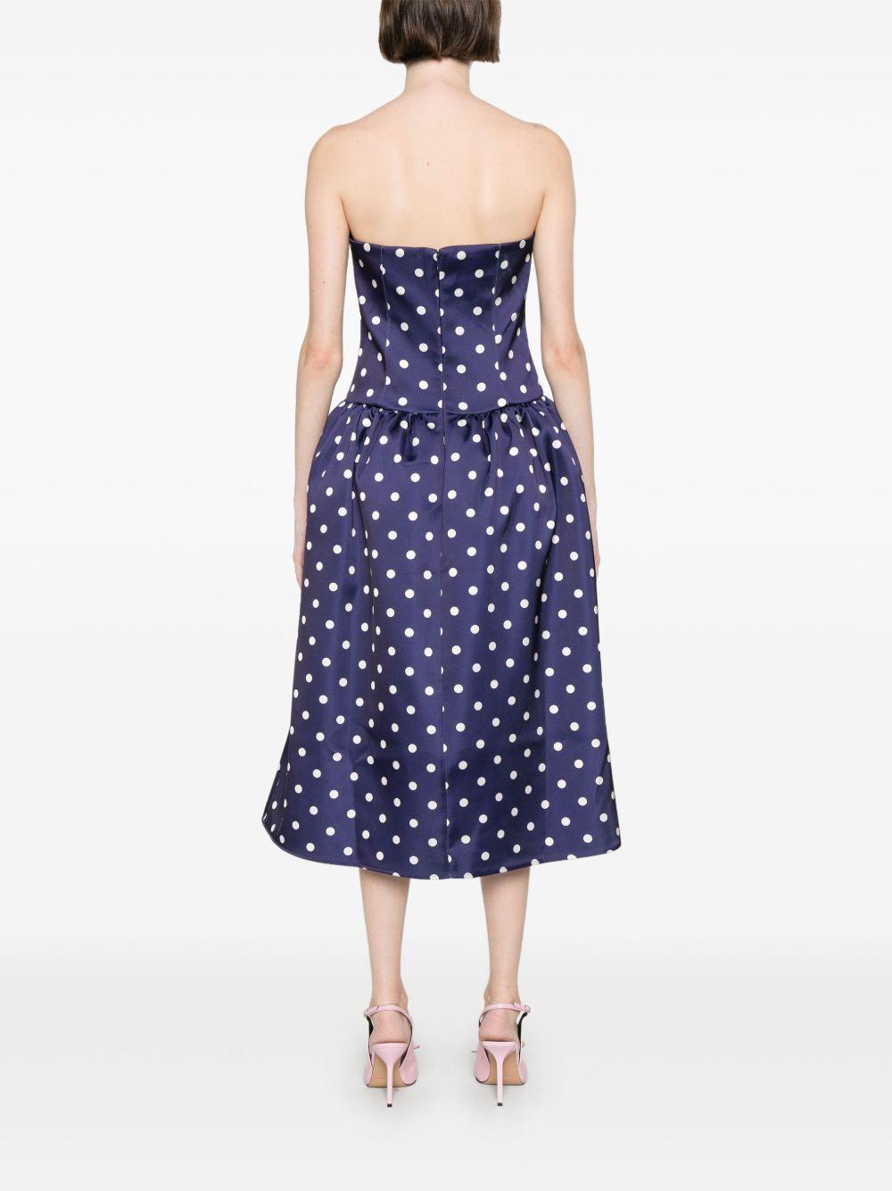 Vestido Self Portrait Polka Dot Satin Mini Dress SS25092M NAVY SELF-PORTRAIT