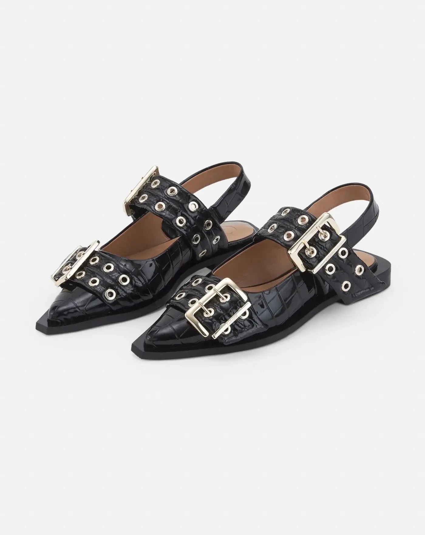 Buckle Ballerina Naplack Croco S2796 099 GANNI