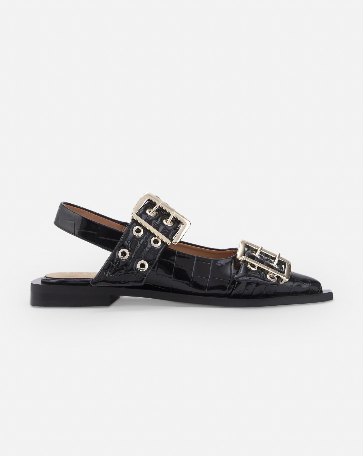 Buckle Ballerina Naplack Croco S2796 099 GANNI