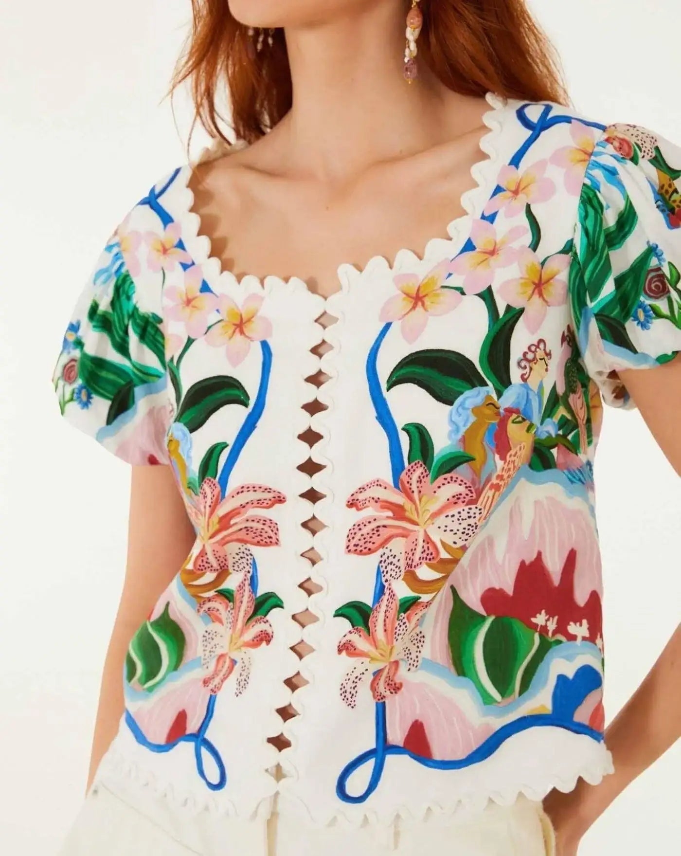 Blusa Farm Rio Garden of Life Scarf Off-white<BR/> 363552 OFF WHITE FARM RIO