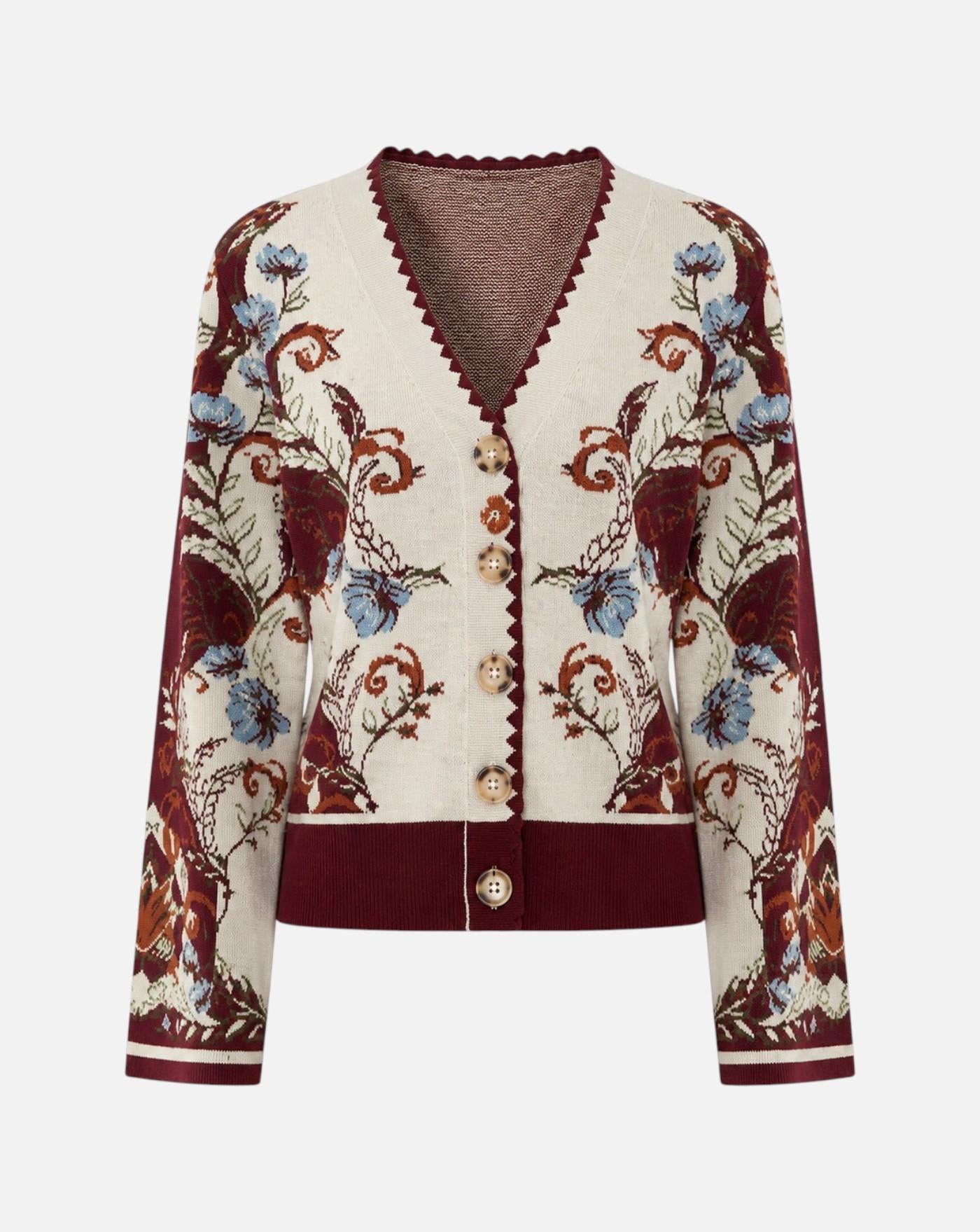 Chaqueta Farm Rio Millena Burgundy Knit Cardigan 360287 26113 MILENA FARM RIO
