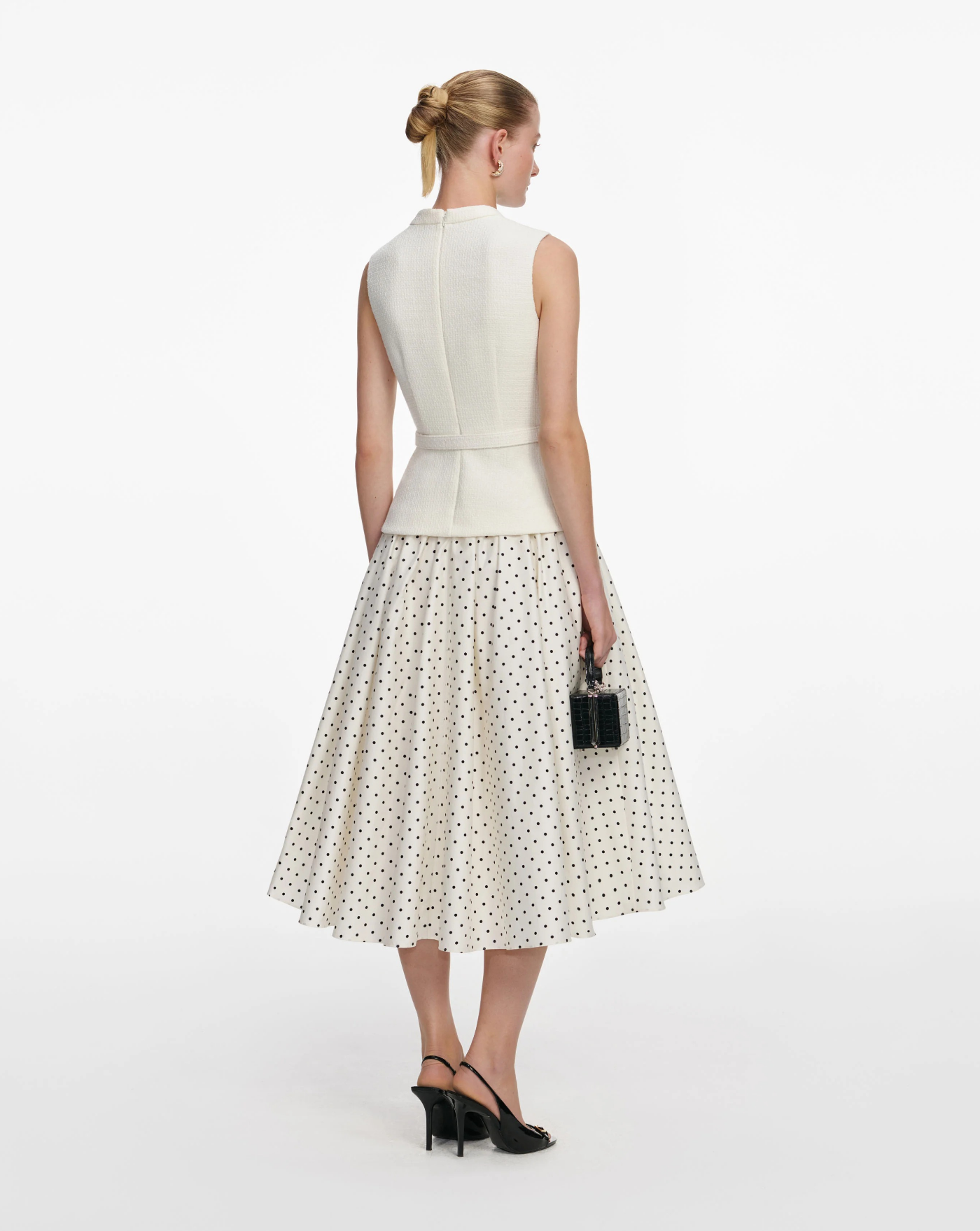 Vestido Self Portrait Cream Boucle Polka Dot Midi Dress SS26031MC CREAM SELF-PORTRAIT