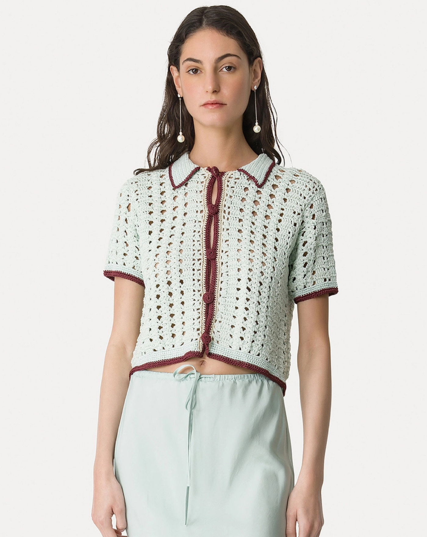 Blusa Forte Forte Cable Luxe Handmade Crochet Polo Shirt 14933 6081 FORTE FORTE