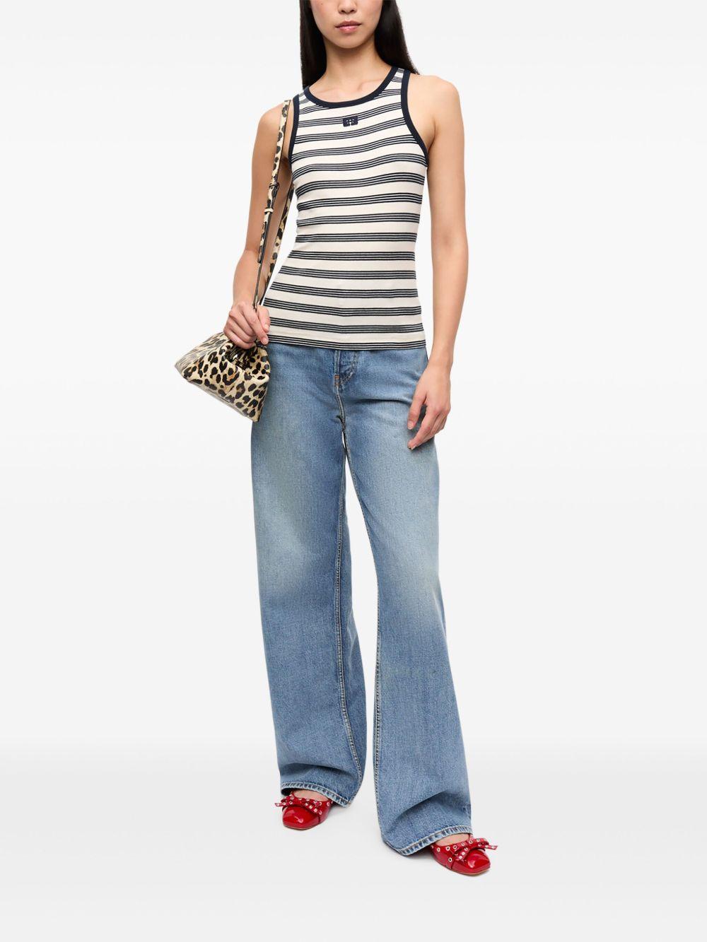 Top Ganni Striped Soft Cotton Rib Tank Top T4144 683 GANNI