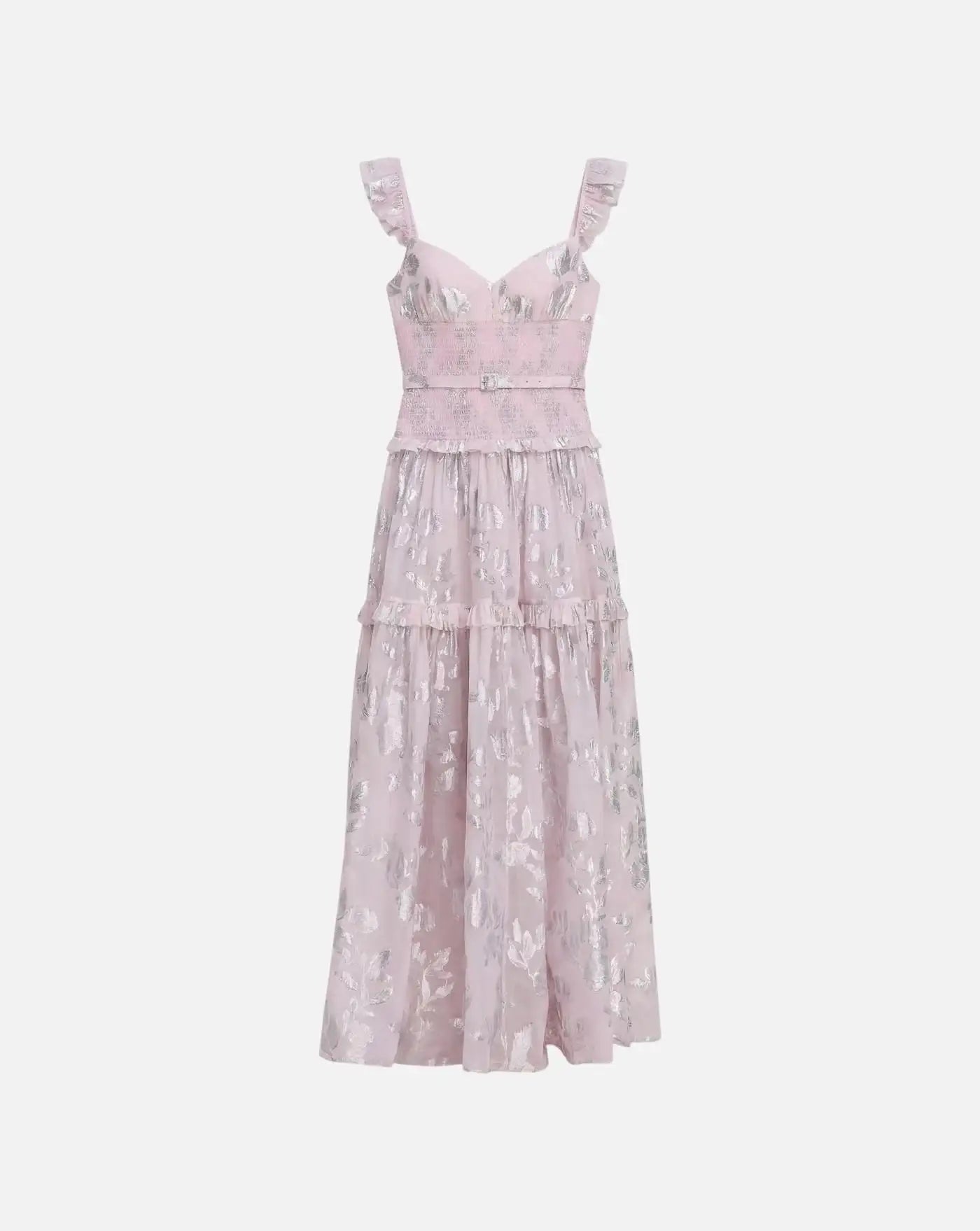 Vestido Self Portrait Pink Metallic Chiffon Flower Maxi Dress SS26009XP PINK SELF-PORTRAIT