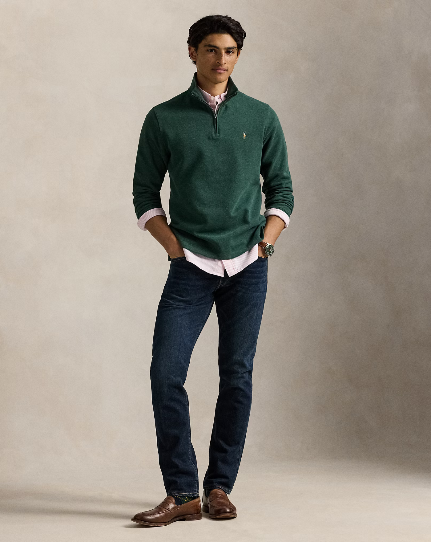 Jersey Polo Ralph Lauren Estate Rib 710671929032 SCOTCH PINE HEATHER POLO RALPH LAUREN