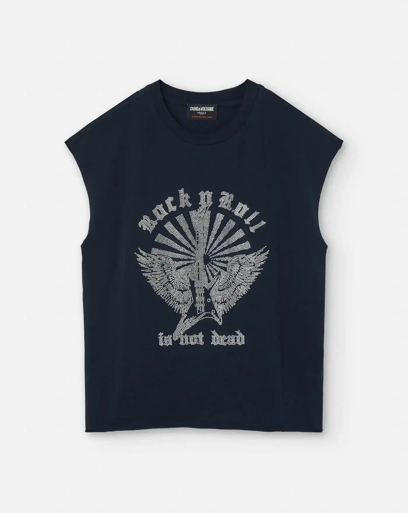 Camiseta Zadig && Voltaire Cloe Hc Guitar Wings Strass JWTT01265 AZUL ZADIG & VOLTAIRE