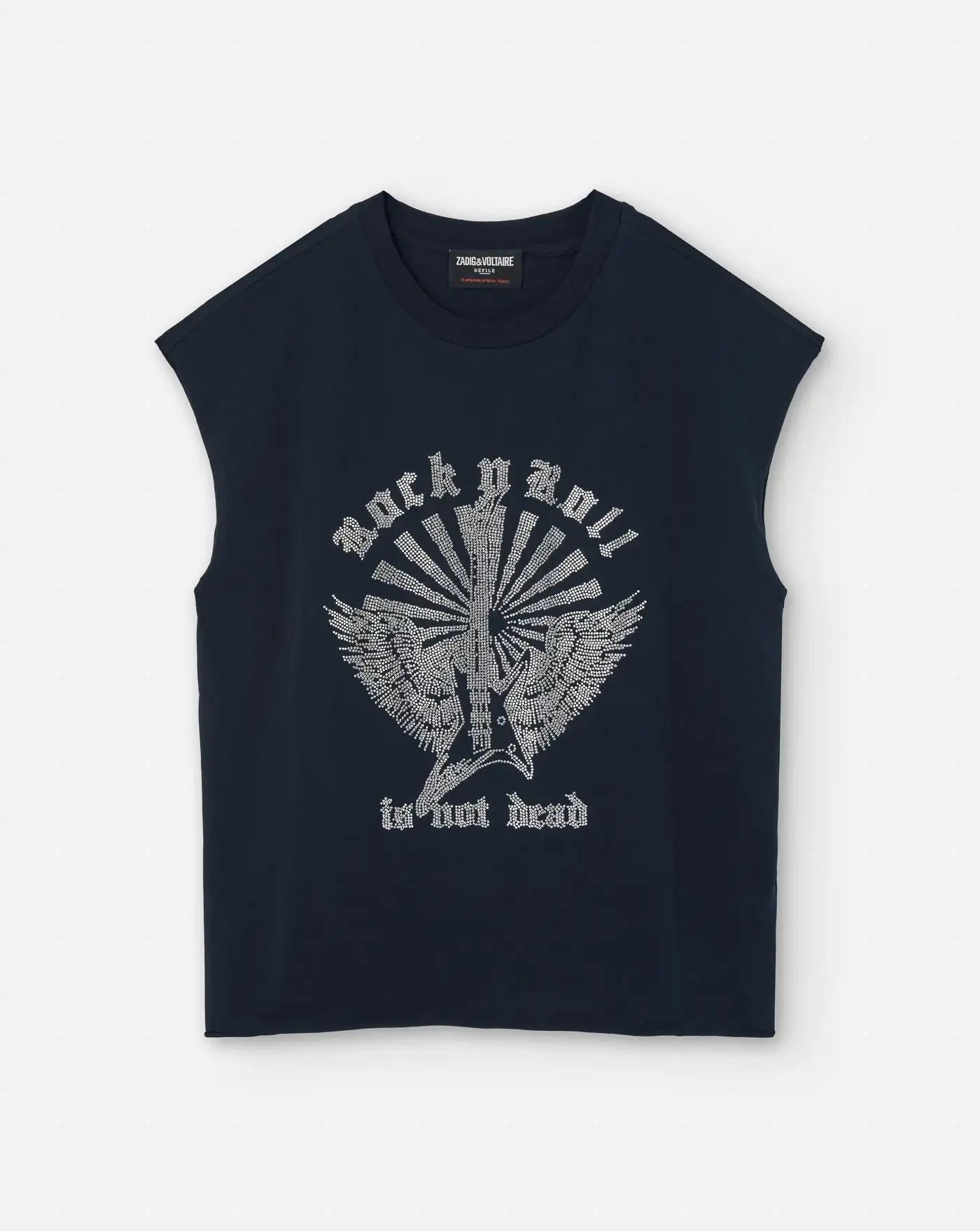 Camiseta Zadig && Voltaire Cloe Hc Guitar Wings Strass JWTT01265 AZUL ZADIG & VOLTAIRE