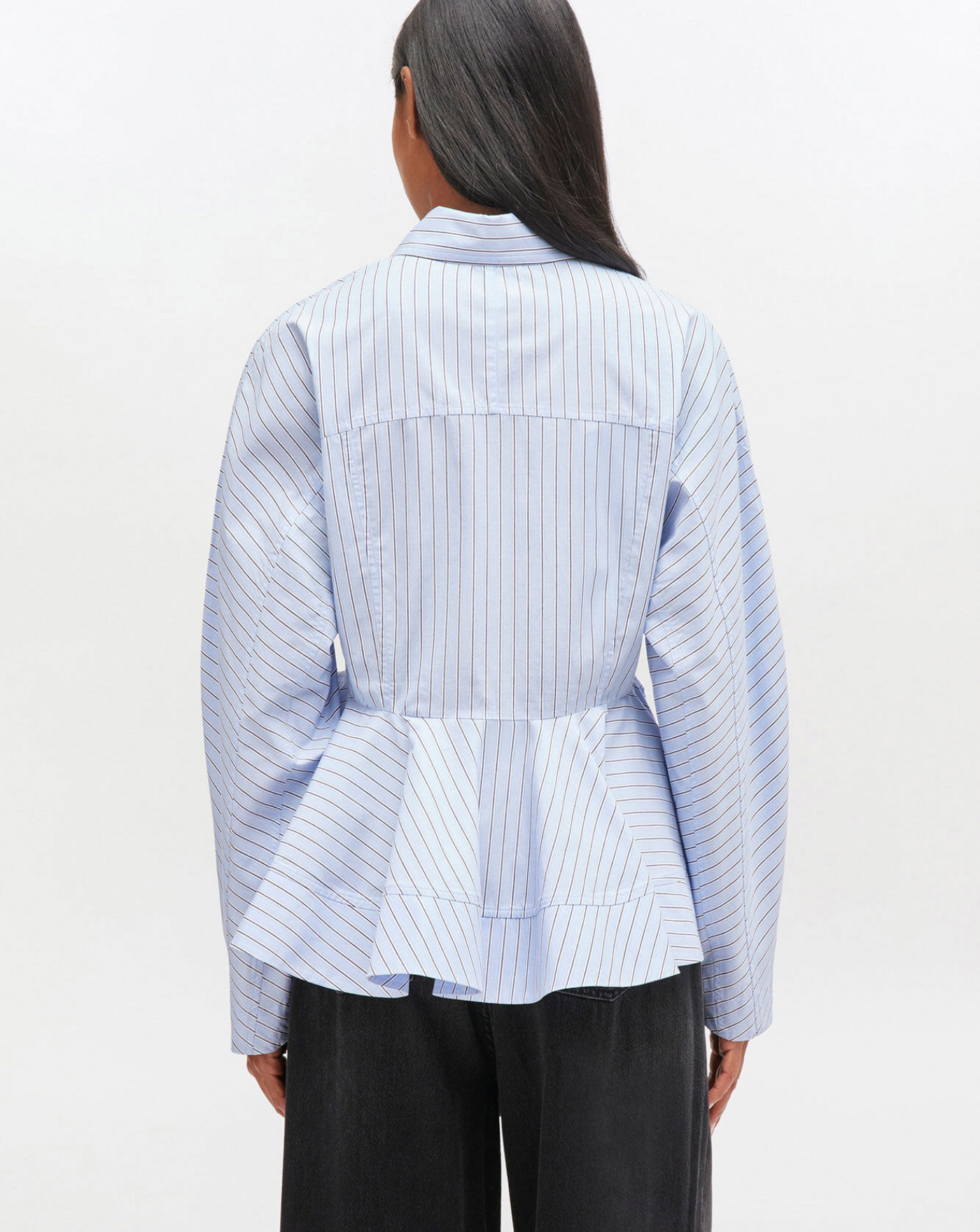 Camisa Ganni Stripe Peplum Shirt W0824 01M GANNI