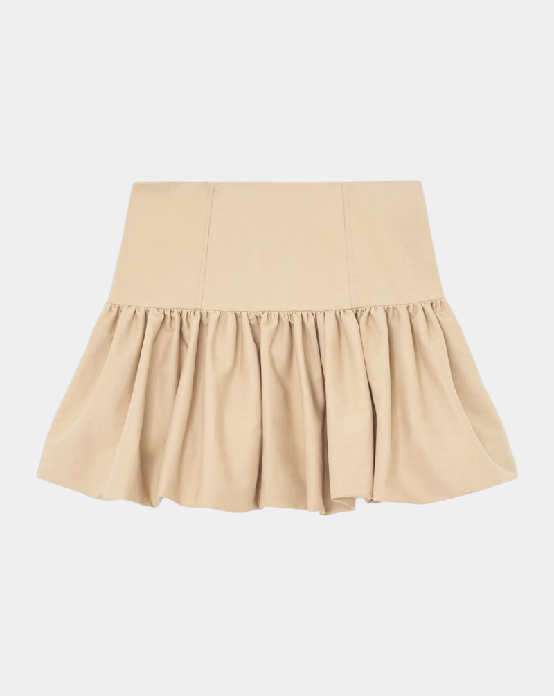 Falda Ganni Double Cotton Mini Skirt A1090243 ZZR WARM SAND GANNI