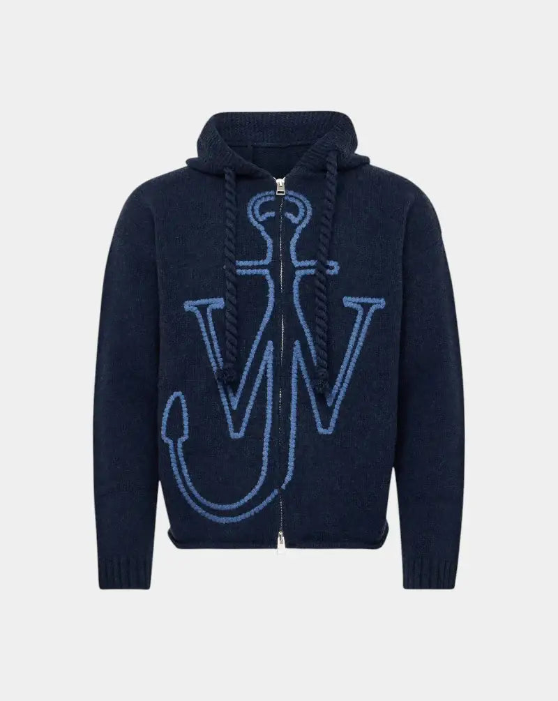 Jersey Jw Anderson Anchor Embroidery Zipped Hoodie KW1429YN0412 768 JW ANDERSON