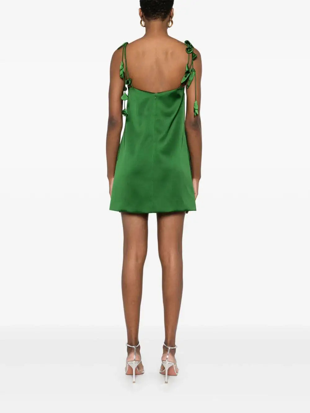 Vestido Self Portrait Satin Flower Mini Dress SS25084S GREEN SELF-PORTRAIT