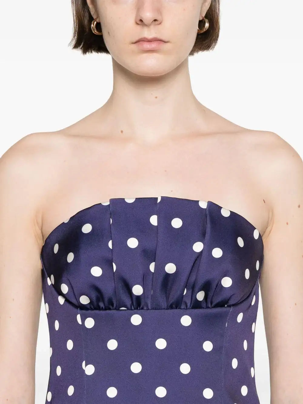 Vestido Self Portrait Polka Dot Satin Mini Dress SS25092M NAVY SELF-PORTRAIT