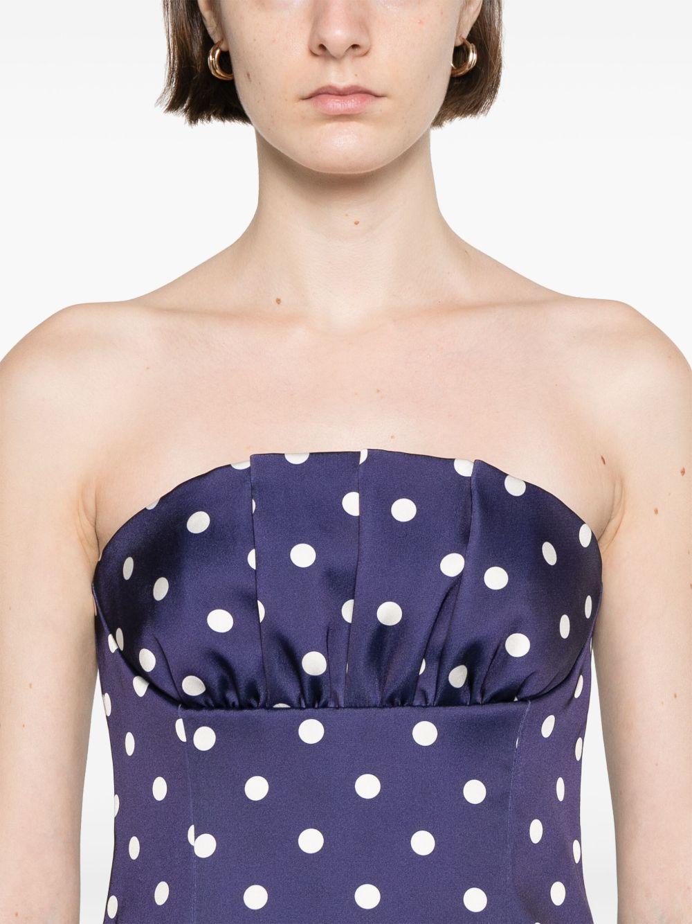 Vestido Self Portrait Polka Dot Satin Mini Dress SS25092M NAVY SELF-PORTRAIT