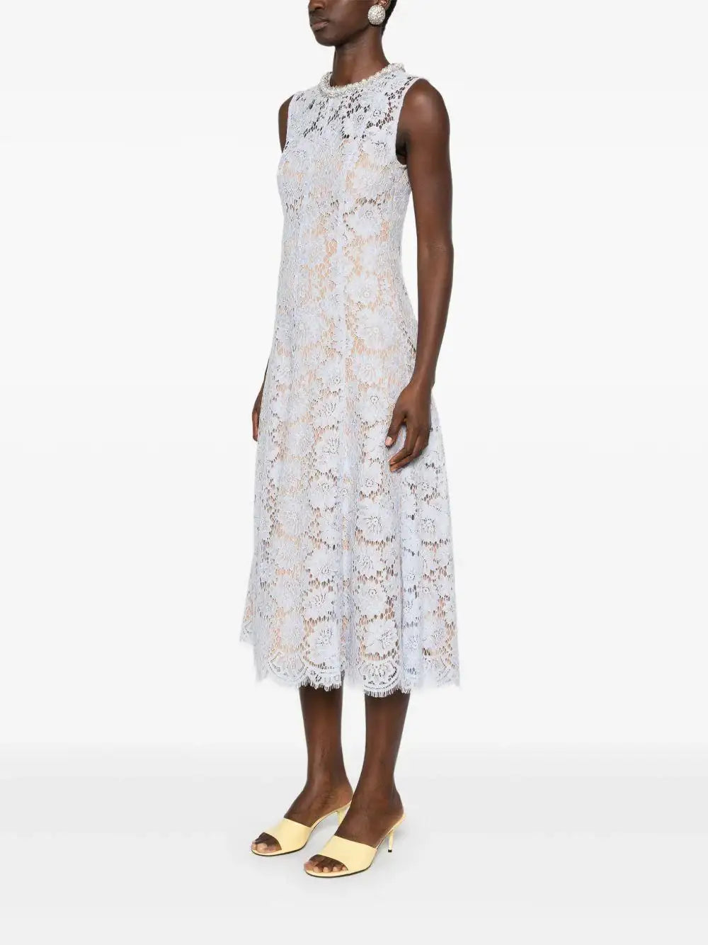 Vestido Self Portrait Fine Lace Pearl Midi Dress SS25158M BLUE SELF-PORTRAIT
