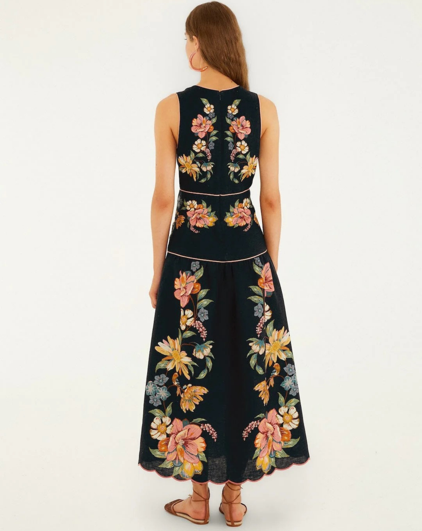 Vestido Farm Rio Maira Floral Dark Blue Midi Dress 353550 26059 MAIRA FLORAL FARM RIO