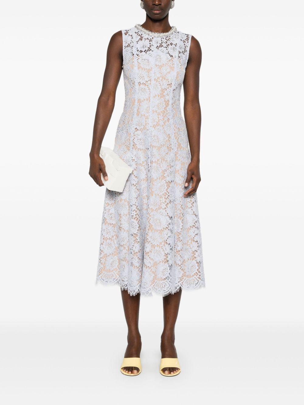 Vestido Self Portrait Fine Lace Pearl Midi Dress SS25158M BLUE SELF-PORTRAIT