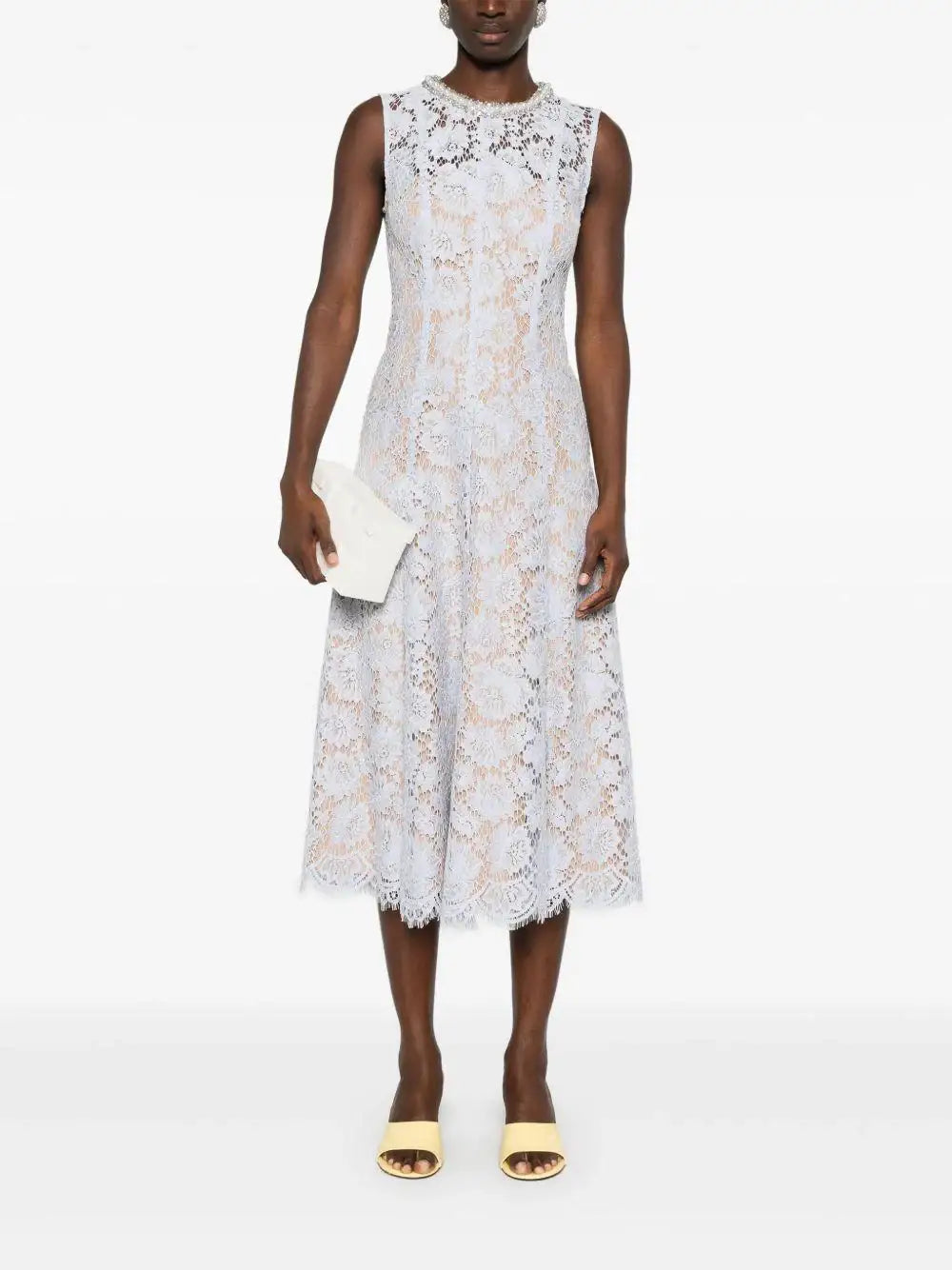 Vestido Self Portrait Fine Lace Pearl Midi Dress SS25158M BLUE SELF-PORTRAIT