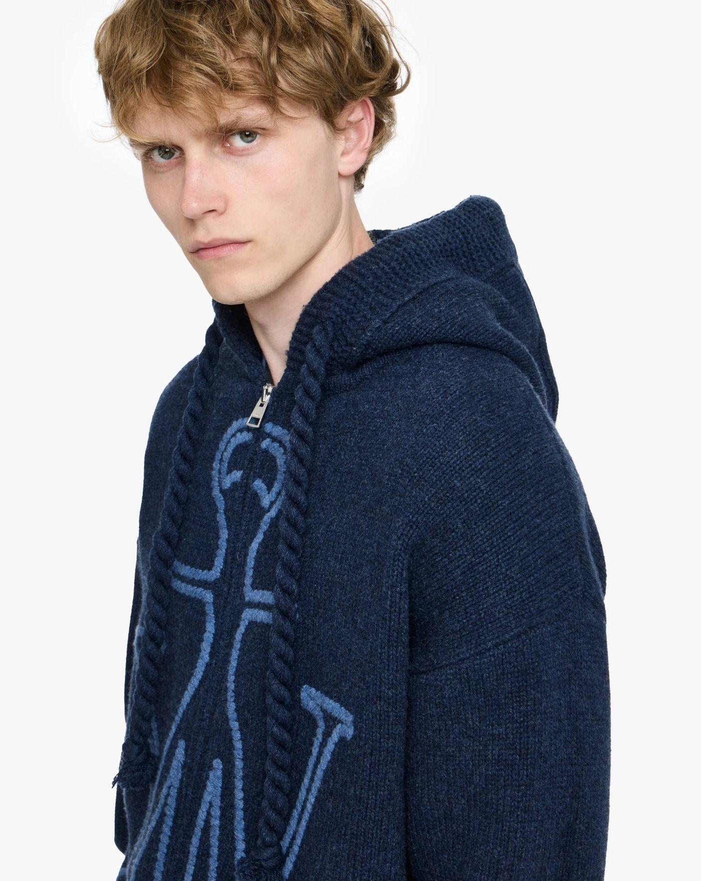 Jersey Jw Anderson Anchor Embroidery Zipped Hoodie KW1429YN0412 768 JW ANDERSON