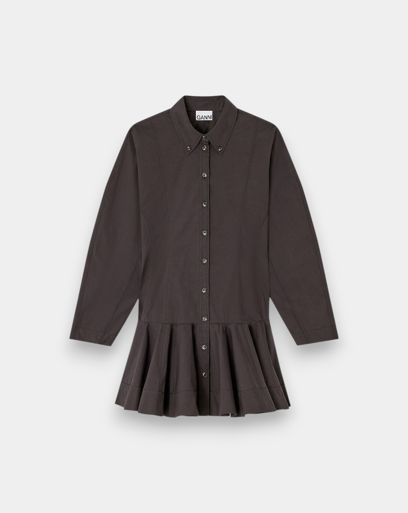 Vestido Ganni Stretch Cotton Buttoned Mini Dress W1001 099 GANNI