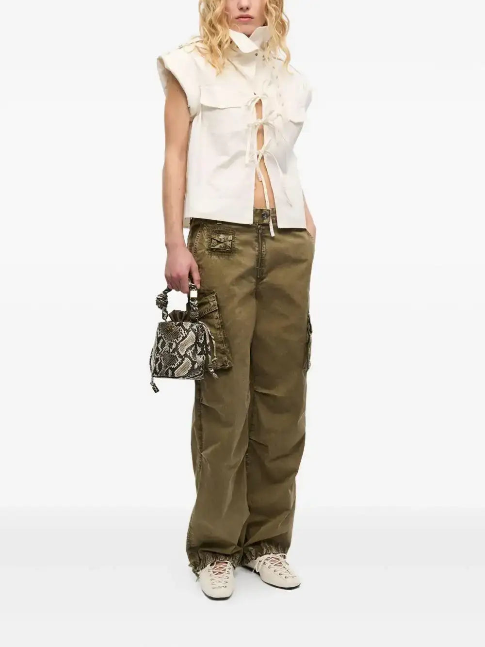 Pantalon Ganni Washed Cotton Twill Pants W0754 861 GANNI