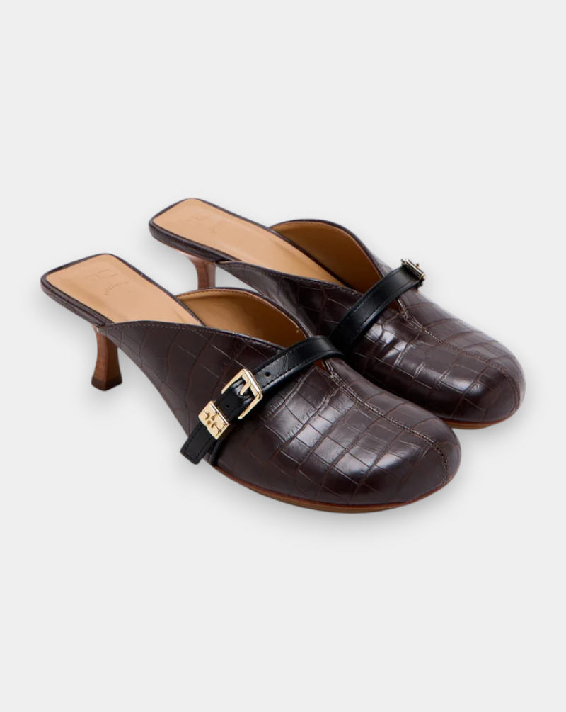 Zapatos Ganni Sue Heeled Mule Croco S3217 890 GANNI