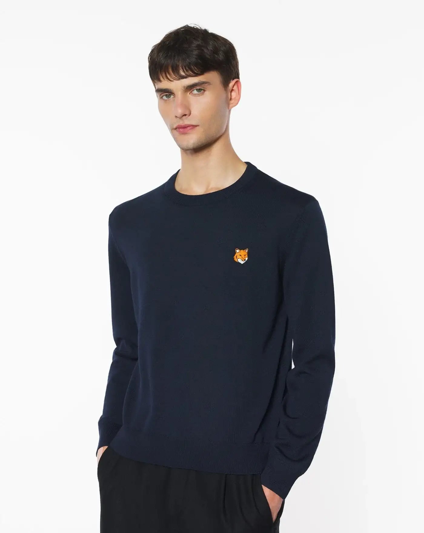 Jersey Maison Kitsune Fox Head Merino PM00801KT1181 0413 MAISON KITSUNE