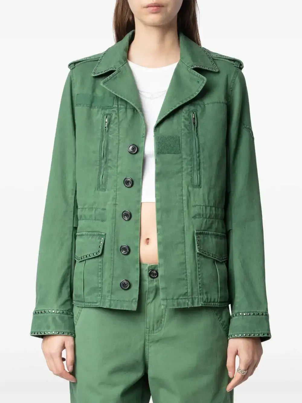 Chaqueta Zadig & Voltaire Klimi Cotton Lave Studs WWOW01677 CORIANDER 330 ZADIG & VOLTAIRE
