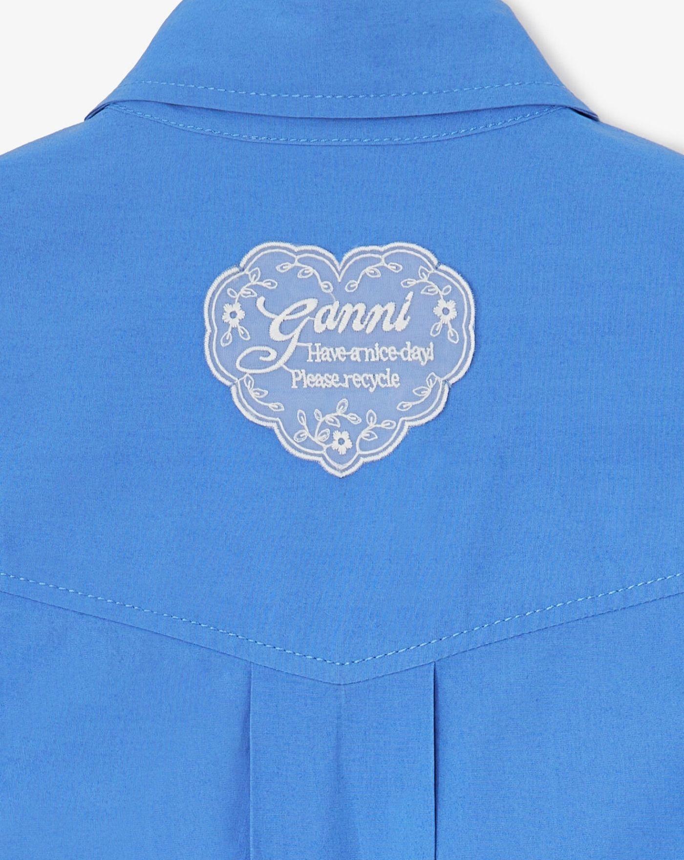 Blusa Ganni Stretch Cotton Cropped Bowling Shirt<BR/> A1140008 591 GANNI