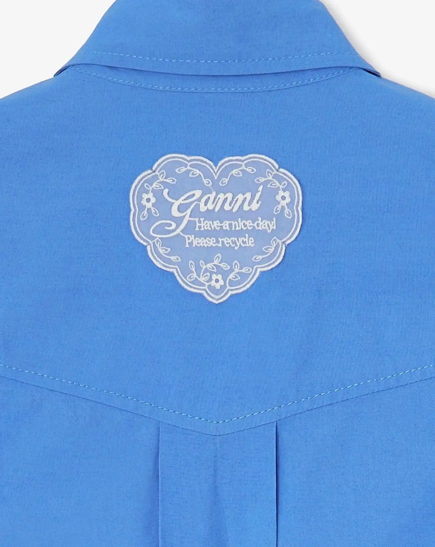 Blusa Ganni Stretch Cotton Cropped Bowling Shirt<BR/> A1140008 591 GANNI