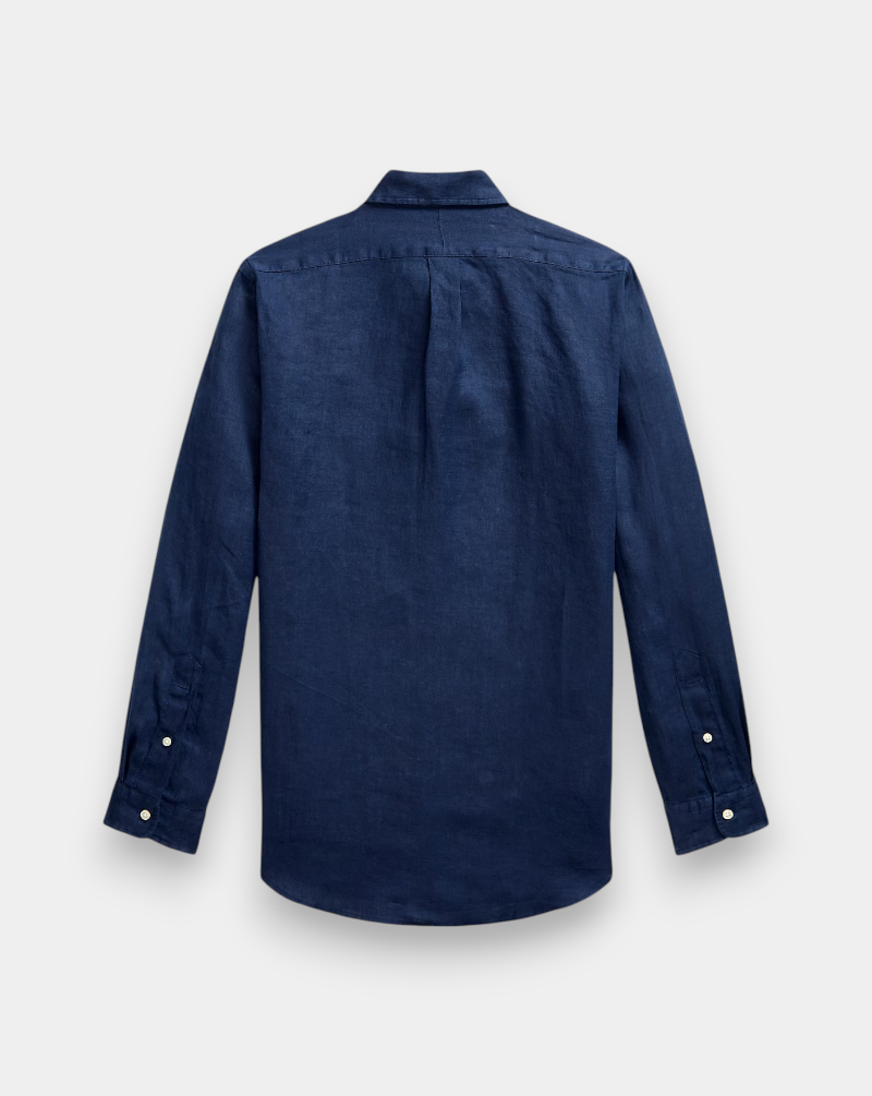 Camisa Polo Ralph Lauren Linen 710966294504 NEWPORT NAVY W/ WHITE PP POLO RALPH LAUREN