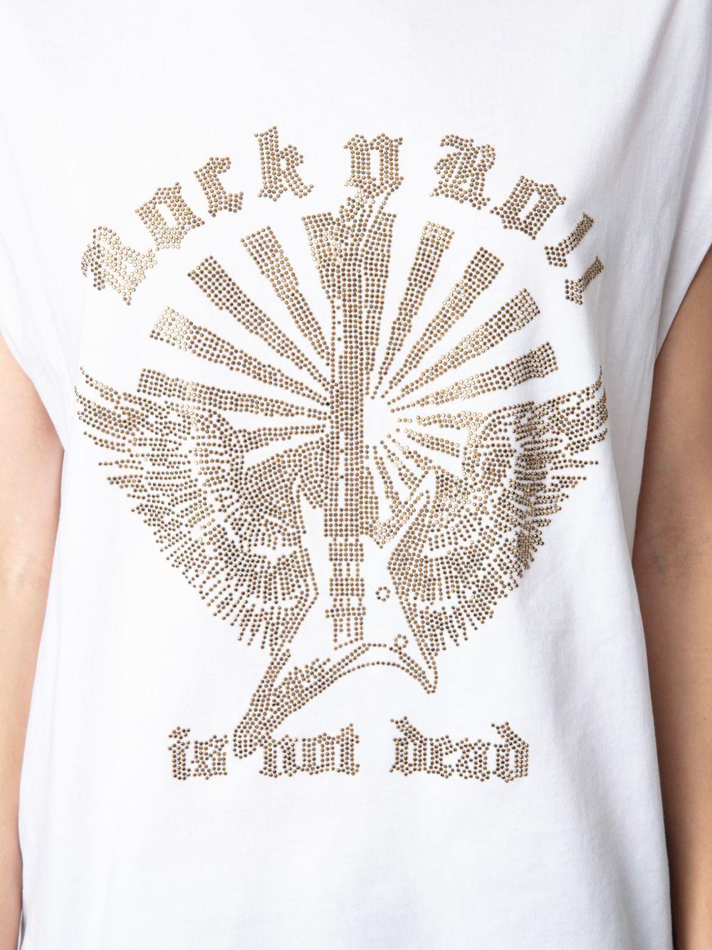 Camiseta Zadig & Voltaire Cloe Hc Guitar Wings Strass JWTT01265 BLANCO ZADIG & VOLTAIRE