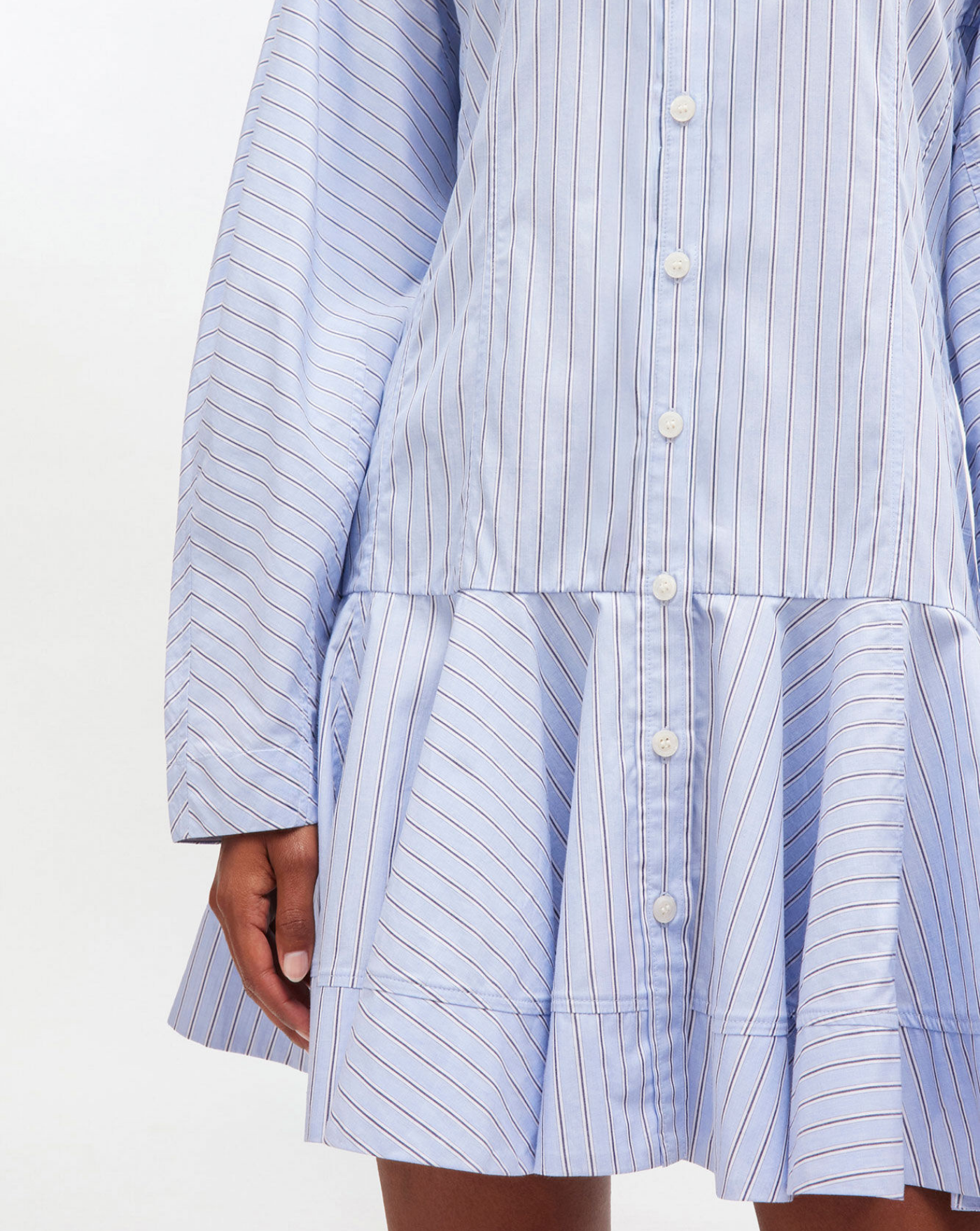Vestido Ganni Stripe Cotton Buttoned Mini Dress W1101 01M GANNI