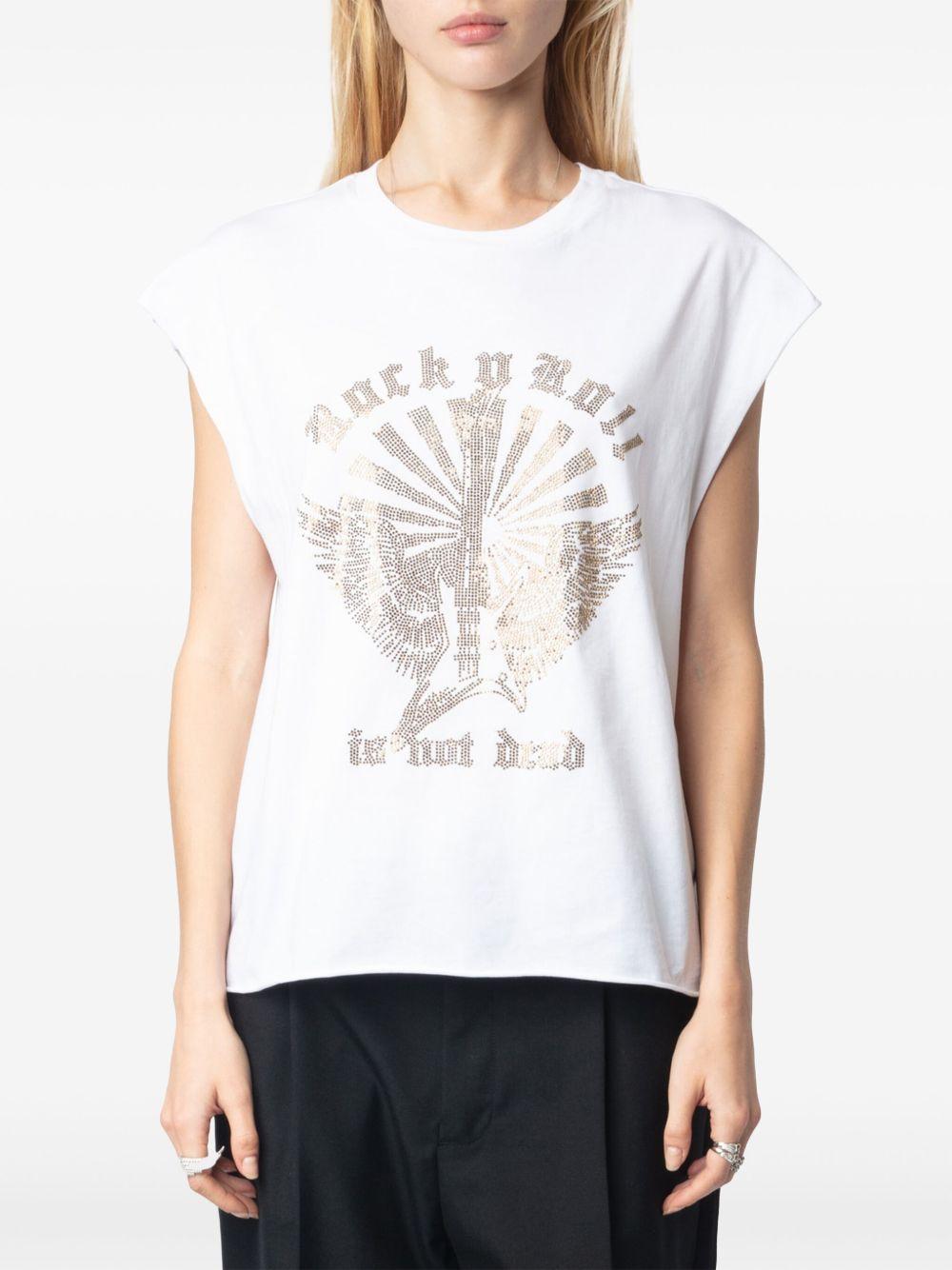 Camiseta Zadig & Voltaire Cloe Hc Guitar Wings Strass JWTT01265 BLANCO ZADIG & VOLTAIRE