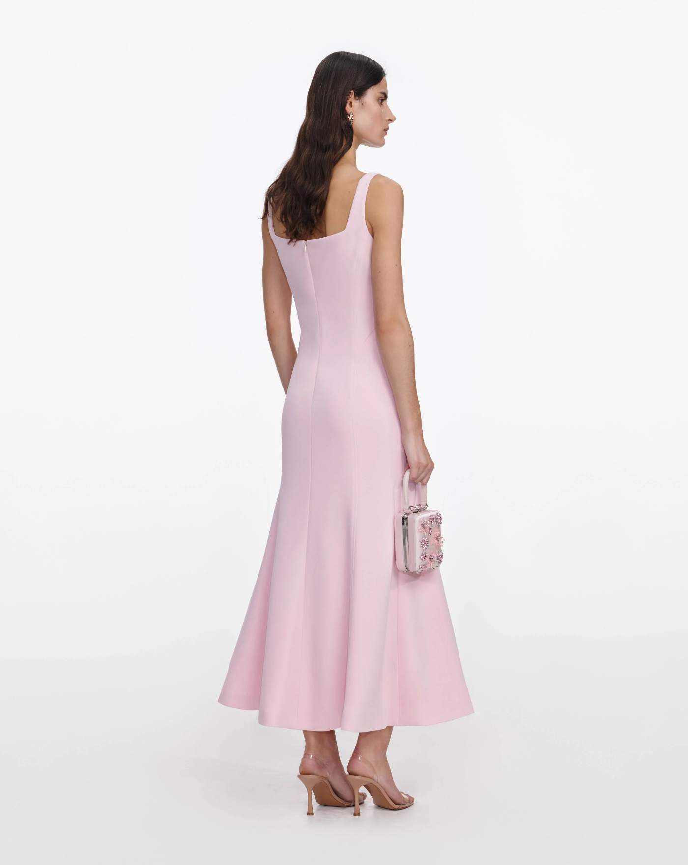 Vestido Self Portrait Pink Crepe Midi Dress SS26105MP PINK SELF-PORTRAIT