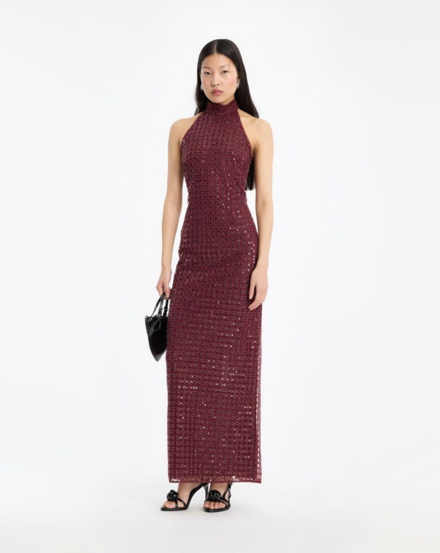 Vestido Rotate Beaded Maxi Dress 1162922734 2734 ROTATE