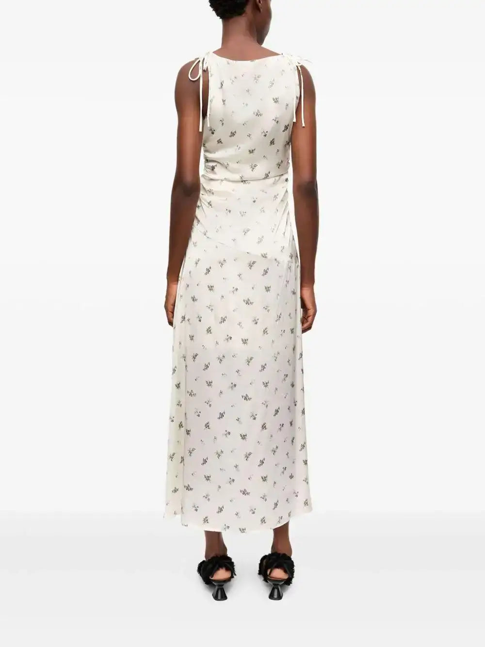 Vestido Ganni Printed Satin Gathered Long Dress W0262 135 GANNI