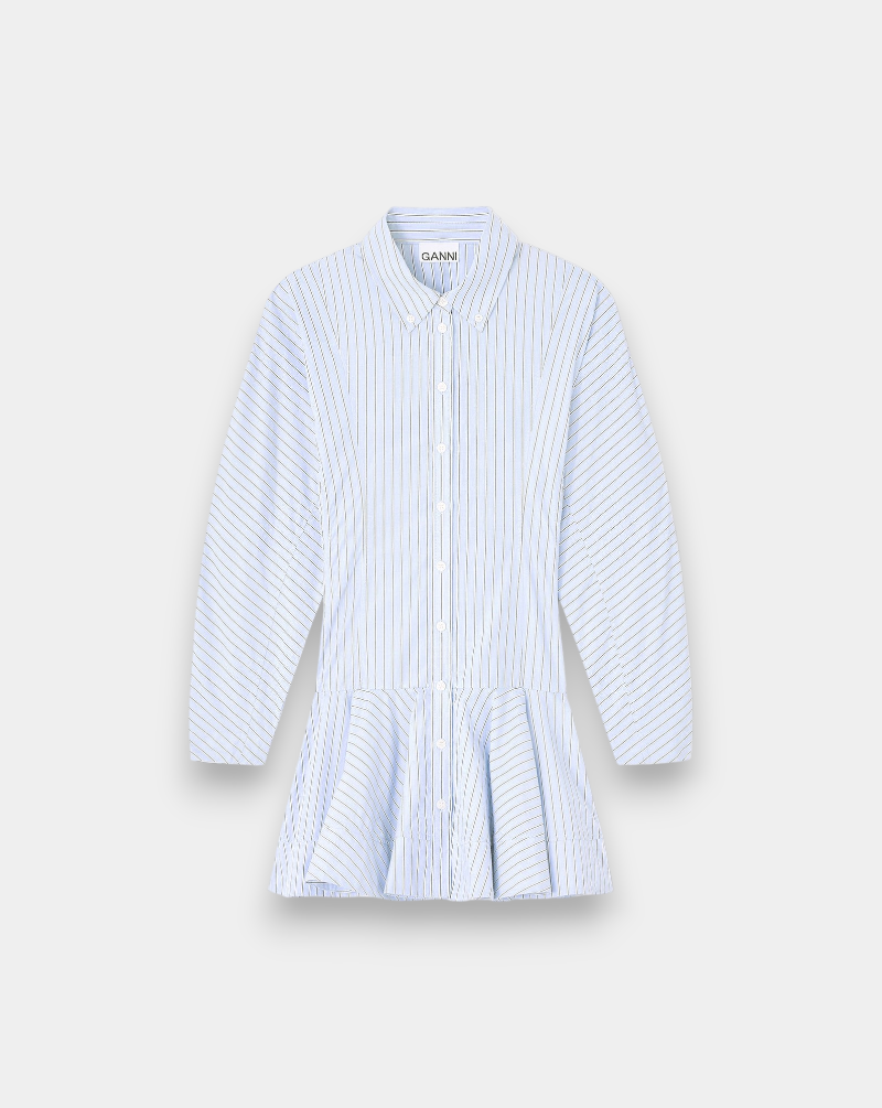 Vestido Ganni Stripe Cotton Buttoned Mini Dress W1101 01M GANNI