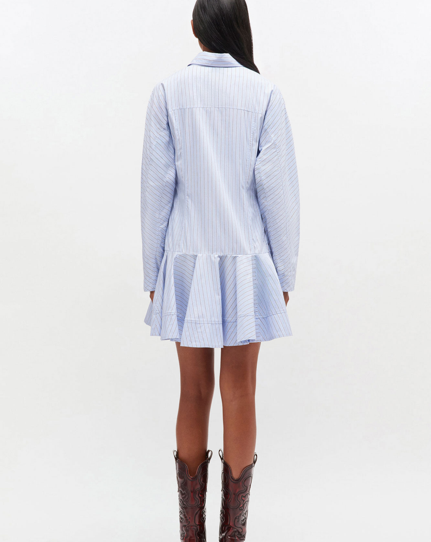 Vestido Ganni Stripe Cotton Buttoned Mini Dress W1101 01M GANNI