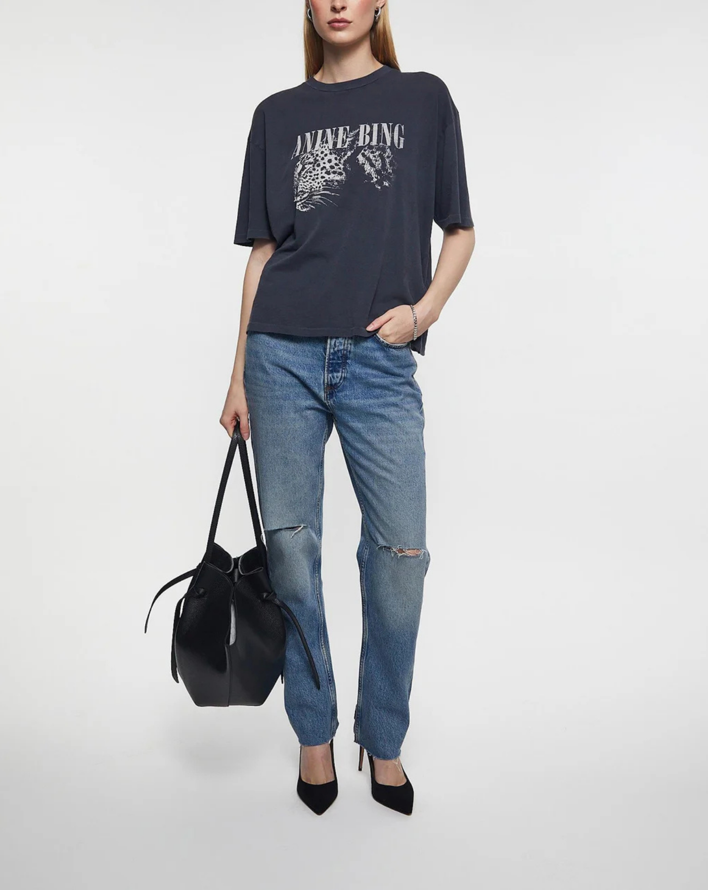 Camiseta Anine Bing Cohen A0811703WBL1 WASHED BLACK ANINE BING