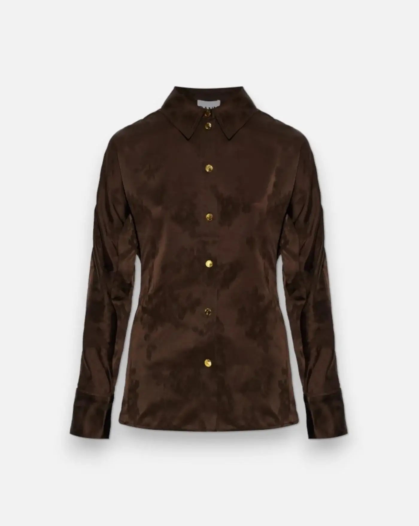 Camisa Ganni Fluid Satin Jacquard A1040264 ZWX DEMITASSE GANNI